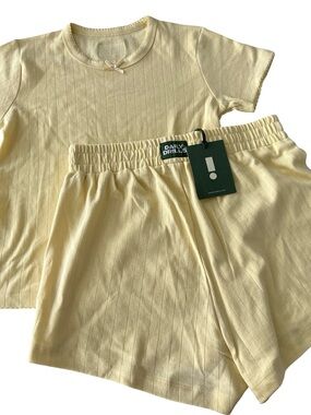 Daily Drills Butter Yellow Pointelle  Set M/L